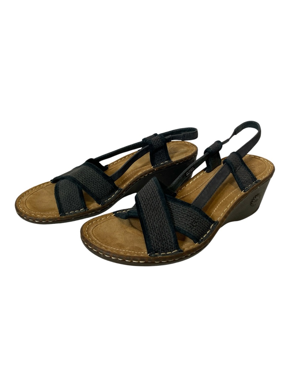 UGG Australia 3146 Mayley Women's Black Leather Wedge Slingbacks Sandal Size 10